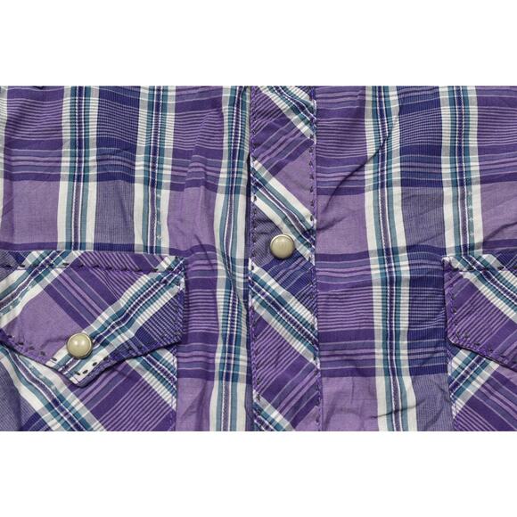Wrangler Men's Western Snap Button Shirt Purple Plaid Regular Size XXL - Picture 5 of 8
